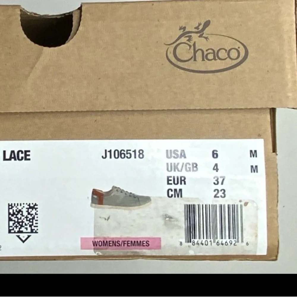 Chaco‎ Gray Canvas Casual Sneakers with Tan Heel Accents